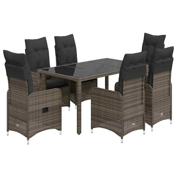 vidaXL Ensemble de bistro de jardin 5 Pièces coussins gris poly rotin