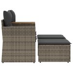 vidaXL Canapé de jardin 2 places avec tabourets gris résine tressée