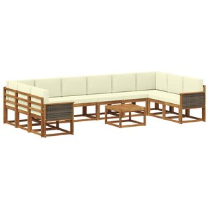 vidaXL Ensemble de canapés d'extérieur 11 pc Naturel et Crème