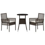 vidaXL Ensemble de salle à manger pour jardin 3 Pièces Marron Poly rotin