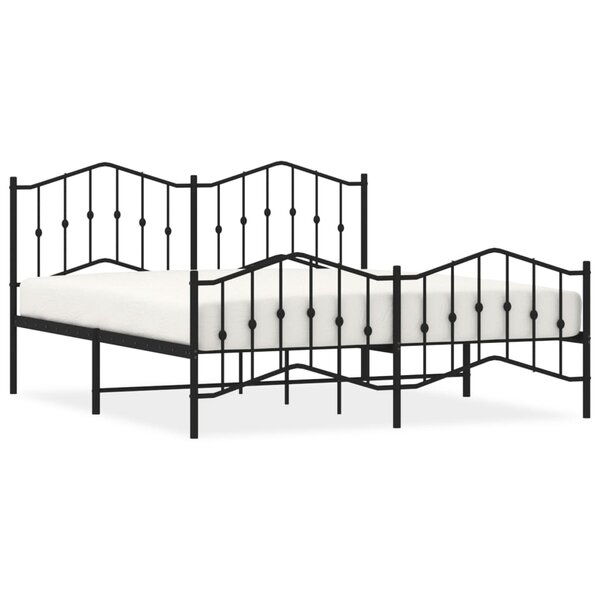 vidaXL Cadre de lit métal avec tête de lit/pied de lit noir 183x213 cm