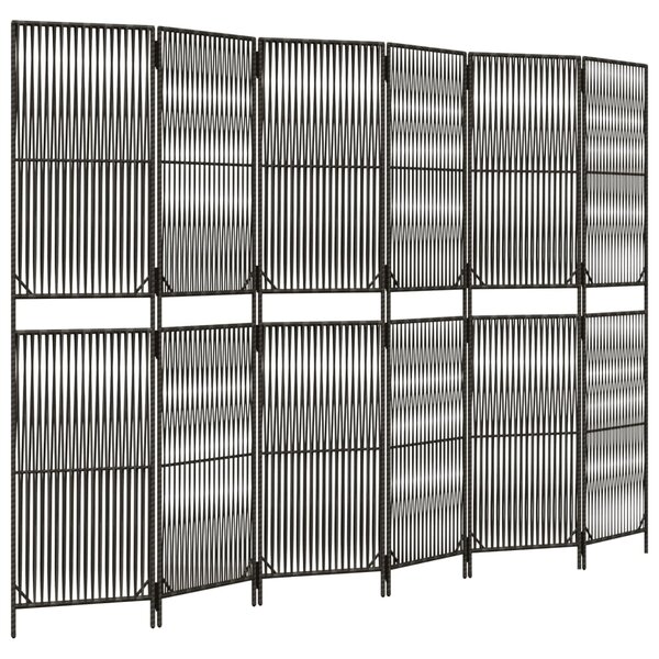 vidaXL Cloison de séparation 6 panneaux gris résine tressée