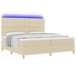 vidaXL Lit à ressort LED avec matelas Crème 200 x 200 cm tissu