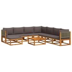 vidaXL Ensemble de canapés de jardin 9 pièces avec coussins en bois d'acacia et rotin