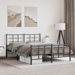 vidaXL Cadre de lit métal sans matelas avec pied de lit noir 160x200cm
