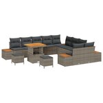 vidaXL Ensemble de sofa de jardin 13 pièces avec coussins gris poly rattan acacia