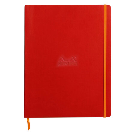 Cahier broché rhodiarama - a4+ 29 8 x 22 5 cm - blanc ligné - 160 pages - rouge