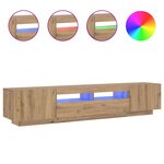 vidaXL Meuble TV avec lumières LED chêne artisanal bois d'ingénierie