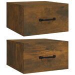 vidaXL Tables de chevet murales 2 Pièces Chêne fumé 35x35x20 cm