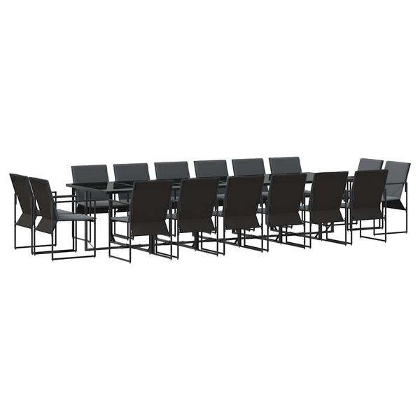 vidaXL Ensemble de salle à manger pour jardin 17 Pièces Noir Acier