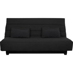 Banquette Clic clac 2 places REVEUR - Tissu noir - Matelas DUNLOPILLO - Couchage 188 x 128 cm
