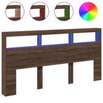 vidaXL Armoire tête de lit avec LED chêne marron 200x17x102 cm