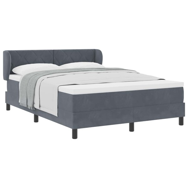 vidaXL Lit à ressorts avec matelas Gris foncé 140 x 200 cm Velours