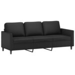 vidaXL Ensemble de canapés 3 Pièces avec coussins Noir Similicuir