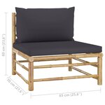 vidaXL Salon de jardin 5 Pièces avec coussins gris foncé bambou