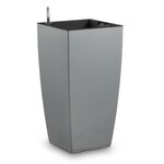 PoeTIC - Bac Casa Authentic carré haut 3058 ciment - L 29,9 x l 29,9 x h 57,4 cm 12L - avec réserve d'eau
