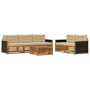 vidaXL Ensemble de canapés d'extérieur 6 Pièces Naturel et Beige