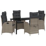 vidaXL Ensemble de Salle à Manger de Jardin 5 Pièces avec Coussins Grands en Rattan Poly