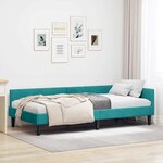 vidaXL Cadre de lit d'angle avec tête de lit Turquoise 100 x 200 cm