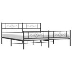 vidaXL Cadre de lit métal sans matelas avec pied de lit noir 200x200cm