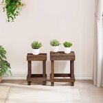 vidaXL Support de Plante 2 Pièces Marron 70 x 11 x 27 cm Bois d'Acajou