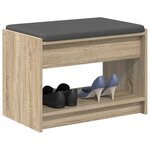 vidaXL Banc d'entrée avec coussin Chêne Sonoma 63 x 38 x 45 cm