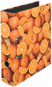 Classeur à levier maX.file A4 pélliculé Brillant motif Oranges HERLITZ