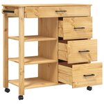 vidaXL Chariot de cuisine MONZA 84x40x88 5 cm bois massif de pin