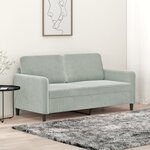 vidaXL Canapé à 2 places Gris clair 140 cm Velours