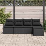 vidaXL Ensemble de Canapés avec coussin 5 Pièces Noir polyrotin