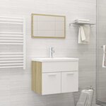 vidaXL Ensemble de meubles de bain Blanc et chêne sonoma Aggloméré
