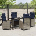 vidaXL Ensemble de salle à manger pour jardin 5 Pièces Gris et Noir Rotin