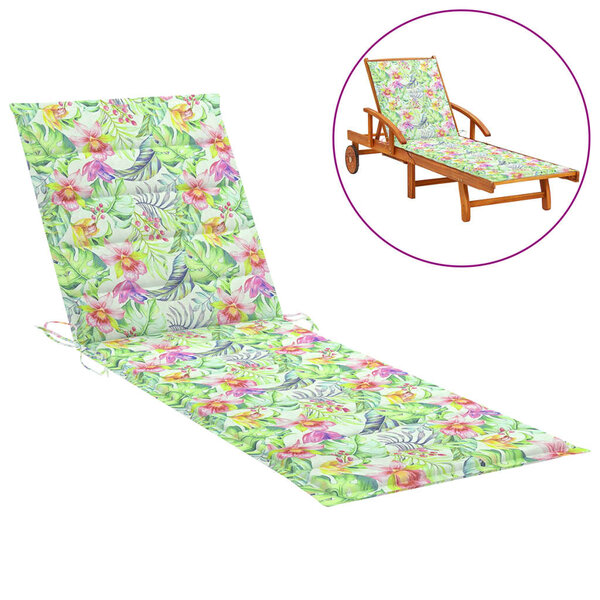 vidaXL Coussin de chaise longue à motif de feuilles 200x50x3 cm