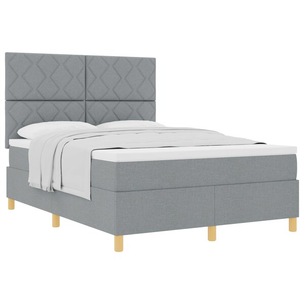 vidaXL Lit à ressorts avec matelas gris clair 140x200 cm tissu