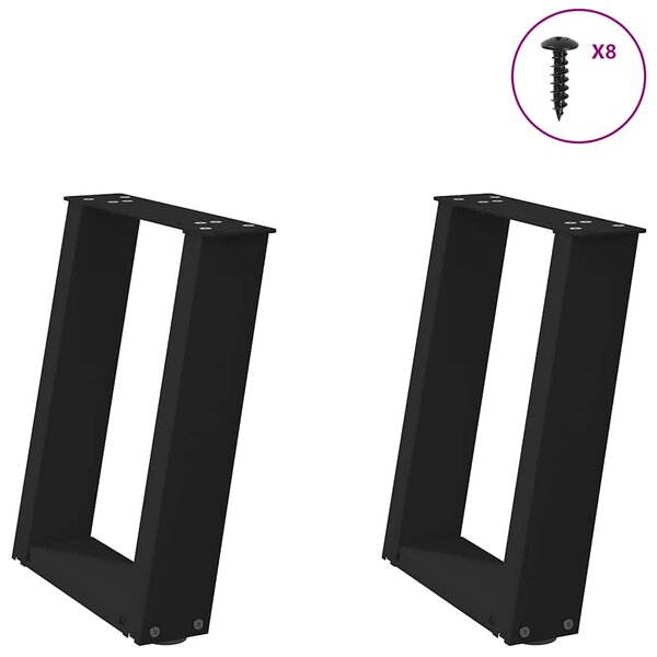 vidaXL Pieds de table basse en U 2 pièces Noir 28 x (42-43) cm Acier