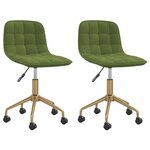 vidaXL Chaises pivotantes à manger lot de 2 vert clair velours