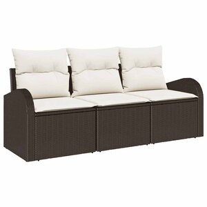 vidaXL Ensemble de canapé de jardin 3 Pièces Marron Poly rotin