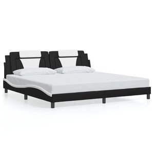 vidaXL Cadre de lit Viana sans matelas noir et blanc 200x200 cm similicuir