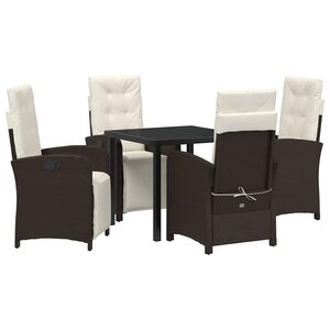 vidaXL Ensemble de salle à manger pour jardin 5 Pièces Marron polyrotin