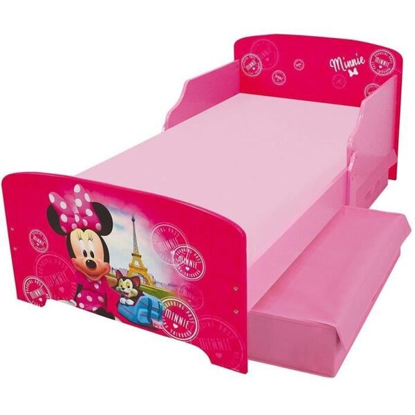 DISNEY MINNIE Lit 140x70 cm + lattes avec 2 tiroirs de rangement