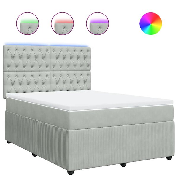 vidaXL Sommier à lattes de lit et matelas Gris clair 140x190cm Velours