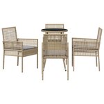 vidaXL Ensemble de salle à manger pour jardin 5 Pièces Beige Poly rotin