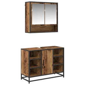 vidaXL Ensemble de mobilier de salle de bain 2 Pièces Bois Ancien