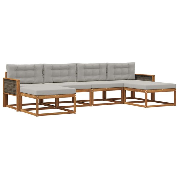 vidaXL Ensemble de canapés d'extérieur 6 Pièces Naturel et gris clair