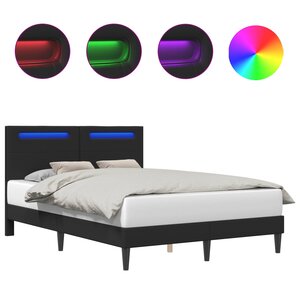 vidaXL Cadre de lit avec bandes LED Noir 160 x 200 cm Simili cuir