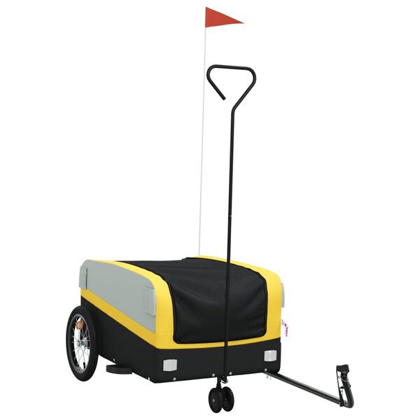 vidaXL Remorque de vélo noir et jaune 45 kg fer