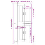 vidaXL Buffet haut Chêne sonoma 69 5x34x180 cm Bois d'ingénierie
