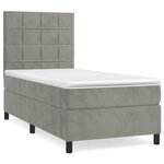 vidaXL Sommier à lattes de lit et matelas Gris clair 90x200 cm Velours
