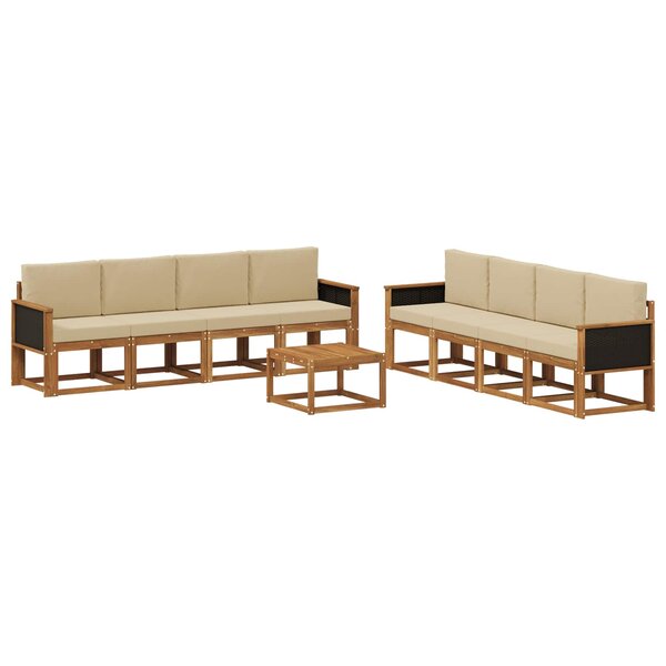 vidaXL Ensemble de canapés d'extérieur 9 pc Naturel
