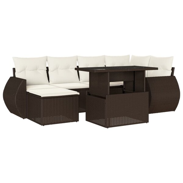 vidaXL Salon de jardin avec coussins 7 Pièces marron résine tressée